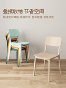 家用塑料椅子商用餐桌椅现代简约靠背椅可叠放凳子快餐店白色餐椅