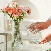 欧式现代简约创意玻璃花瓶透明水养插花玫瑰百合富贵竹餐桌摆件