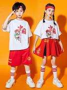 六一儿童啦啦队演出服男女童中小学生运动会拉拉队操表演服装套装