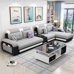 科技布沙发(布沙发)客厅，组合布艺沙发小户型整装，可拆洗出租房约皮配布家具