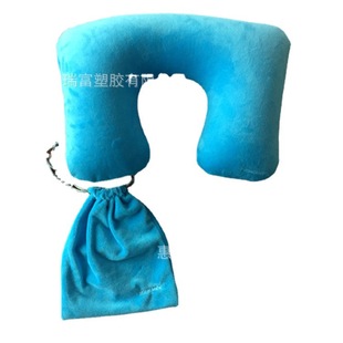 水晶超柔天鹅绒充气枕头PVC超柔U型旅行枕头
