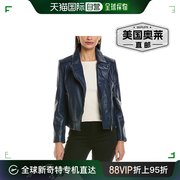 tedbaker修身皮革机车，夹克-蓝色，美国奥莱直发