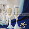 redbox婚庆用品交杯酒结婚礼物，海洋贝壳结婚香槟酒杯对杯