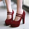 2022韩版单鞋女鞋超高跟，粗跟磨砂绒面，网红防水台12cm蓝色红色