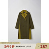 d家羊毛大衣，中长款军绿色宽松保暖外套女d30456