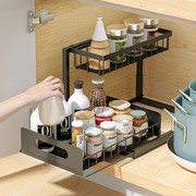 厨房橱柜置物架下水槽储物收纳架抽拉式抽屉篮，整理架子可拆装