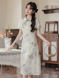 新中式女装改良旗袍，2024夏季年轻款少女日常气质，小个子连衣裙
