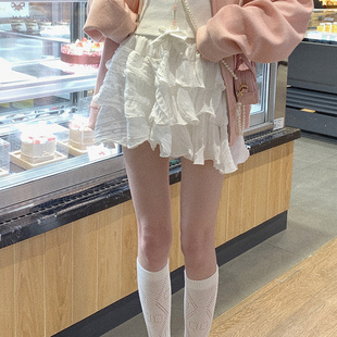 酱果自制雪纺夏季芭蕾，风蓬蓬裙白色半身裙裤，百褶裙短裙蛋糕裙