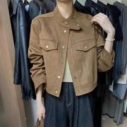 高品质秋冬韩版设计感鹿皮绒外套女宽松显瘦短款长袖夹克上衣