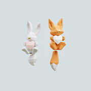 狐狸兔子爱心纯银耳环女小众设计感高级耳夹趣味动物耳钉耳坠耳饰