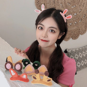 可爱甜美立体兔耳朵发夹韩国简约网红卡通针织毛线发卡顶夹发饰女