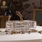 凤凰美居欧式水晶玻璃猎豹方形糖果盒长方形带盖盒透明水晶玻璃盒