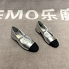 欧洲站lemo女鞋2024年春欧货，真皮圆头浅口踩后跟两穿粗跟单鞋
