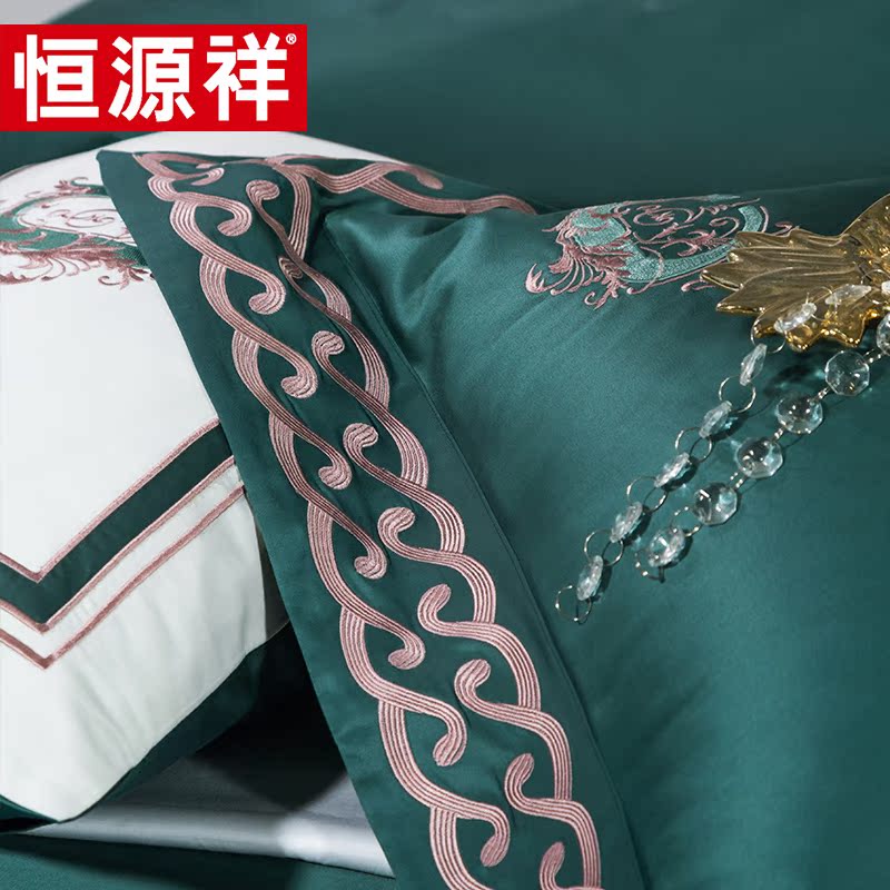 hyz 100 Cotton Four piece suit 1.8m Satin Cotton pure cotton Embroidery hotel Wind court European stylein the Bedclothes , Bedding Sets/Family of four/Multiple sets of category - from Buy2taobao.com to provide professional Taobao agent buy service