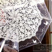 韩国日系创意猫咪透明雨伞蕾丝伞，透明伞长柄伞学生晴雨伞女