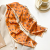 橙色碎花朵长条小丝巾女夏季细窄高级感搭配衬衫领口2023飘带