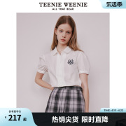 TeenieWeenie小熊学院风短袖衬衫女夏季白色衬衣打底衫制服多巴胺