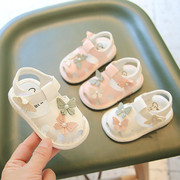 宝宝韩版护脚凉鞋2023夏季婴儿女童鞋子，0-2岁女孩软底叫叫学步鞋