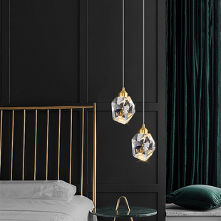 全铜轻奢水晶小吊灯，现代简约客厅餐厅吧台卧室，床头背景墙装饰灯