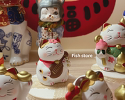 *Fish store*迷你招财猫签文日式陶瓷猫咪摆件装饰摆件