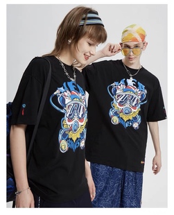 醒狮潜水系列狮头造型图案男女同款情侣装T恤