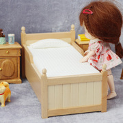 1 12娃娃屋dollhouse迷你家具卧室场景摆件古典白色带抽屉单人床