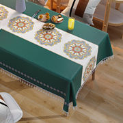 2024tpu桌布防水防油免洗中式长方形流苏客厅茶几，餐桌保护垫