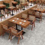 中式餐厅桌椅实木编藤餐椅咖啡厅奶茶店中式风格休闲桌椅