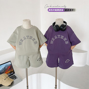 2024夏季童装儿童，韩版休闲运动风，套装男女童字母两件套