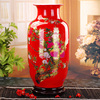 314景德镇陶瓷现代时尚，中国红寿桃花瓶，家饰客厅摆件落地花瓶