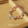 oarva天然水晶草莓晶手链，女闺蜜s925纯银，蝴蝶粉水晶减龄手串简约
