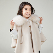 秋冬季男女童毛领，双面羊绒大衣羊，毛呢韩版童装呢子中长款外套