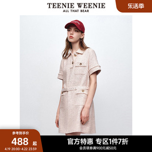 TeenieWeenie小熊奥莱粗花呢连衣裙可爱少女修身裙子女秋冬