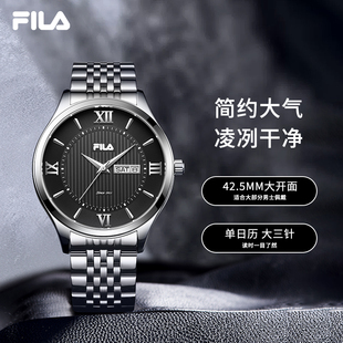 FILA斐乐传统手表钢带石英圆表轻奢小众商务男女情侣款对表6505