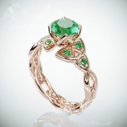 以色列Wedding㊣ 手作华丽精致天然祖母绿镶嵌14k玫瑰金戒指