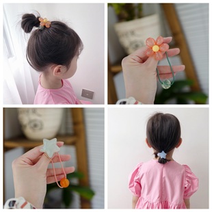 韩国儿童宝宝发饰品透彩亚克力花朵发绳学生马尾扎女童橡皮筋头绳