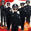 万圣节儿童服装男童特警服军装警官加绒套装女童冬款警察服装扮