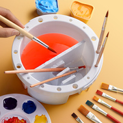 洗笔桶美术水桶美术生专用洗笔筒颜料桶便携水彩水粉画晾笔架油画丙烯，国画填色盘色彩儿童美术绘画折叠涮笔桶
