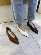 首尔留学生韩国气质单鞋尖头平底纯色舒适浅口一脚蹬女鞋日常休闲