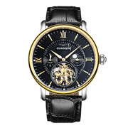 男品牌手表全自动机械瑞士皮带镂空陀飞轮商务真皮精钢国产腕表
