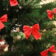 圣诞节装饰品圣诞树挂件蝴蝶结圣诞挂饰植绒布红色小蝴蝶结挂件吊