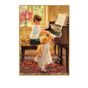 弹钢琴的孩子乐谱古典轻奢现代琴房装饰画小众鞋柜摆放艺术画壁画