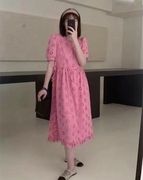 韩国进口2023春夏，byflow时尚镂空甜美短袖连衣裙