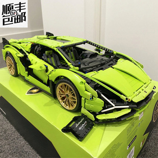 中国兰博基尼跑车高难度巨大型汽车拼装积木模型男孩玩具遥控赛车