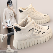 2023冬季女士拼色加绒棉鞋，保暖松糕底韩版学生，板鞋运动女棉鞋