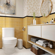 柏恩 法式卫生间复古黄色面包砖浴室墙砖厕所厨房防滑小花砖地砖
