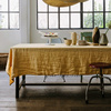 北欧简约风纯色柠檬黄桌布亚麻棉餐桌垫ins复古野餐布客厅茶几布