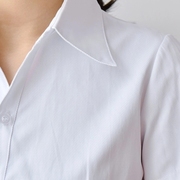 春夏职业白衬衫女修身显瘦竖条纹衬衣职场品质长短袖工作服特大码