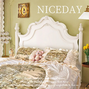 美式实木床现代简约白色法式奶油风，公主卧室双人床1m81.5复古轻奢