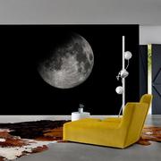 星空定制1㎡墙纸，现代简约月球黑色，墙布时尚客厅沙发背景墙壁纸